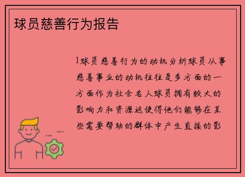 球员慈善行为报告